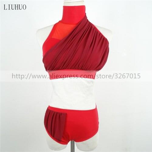 The New Womens Pole Dancing Costume Red high elastic fabric gauze Sexy