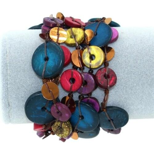2020 The Latest Charm Luxury Dopamine Multilayer Color Size Wooden Bead Weave Coconut Shell Bracelets And Bangles BT84