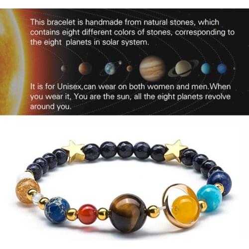 New Fashion Universe Galaxy Eight Planets Solar System Guardian Star Natural Stone Beads Bracelet
