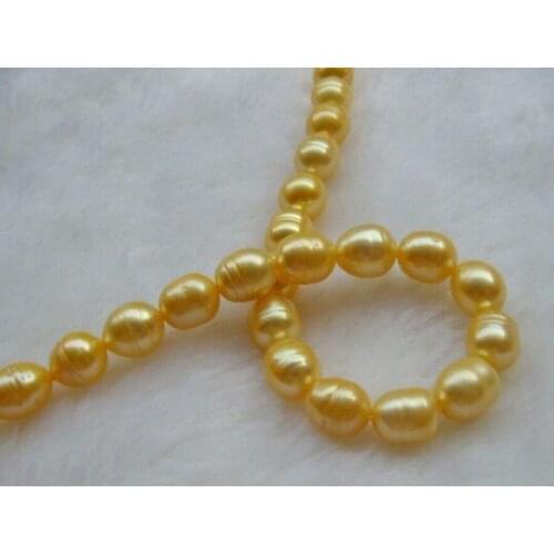 Very noblest 18" 10-11mm natural tahitian golden pearl necklace