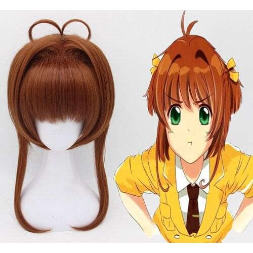 Anime Cardcaptor Sakura Cosplay Wigs Sakura Kinomoto Cosplay Wig Heat Resistant Synthetic Wig Halloween Party Women Cosplay Wigs