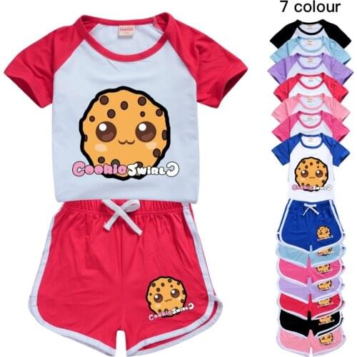 Cookie Swirl C 100-170 Dropship Trend Cartoon T-shirt Shorts Casual Sports Suit Clothes for Toddler Girls Teenage Boys Tees Tops