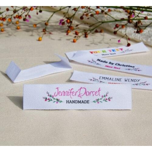 Custom Sewing label, Logo or Text - fold Tags, Personalized Brand , Printing Labels, sew on label (FR381)