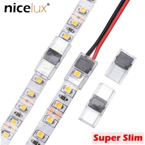 5pcs/lot 2pin LED Strip Connector for 8mm 10mm IP20 LED Strip to Wire to Strip Power Use Welding Free Quickly Connect 3528 5050