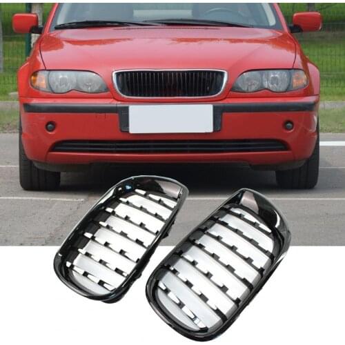 2Pcs Grilles Meteor Style Replacement L/R Car Front Grills 51132158542 51132158543 for BMW 3 Series E46 4D 02-05