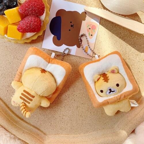 Super Cute Bread Cat Pandent Toy Stuffed Cat Shape in Bread Artificial Food Snacks Bag Accessories Decoration For Girl Shool Bag
