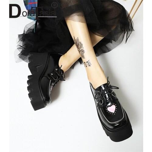 DORATASIA brand new ladies platform pumps fashion cute heart shaped chunky high heels pumps women party office shoes woman