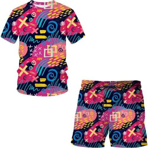 Hip Hop Harajuku Graffiti pattern Style Streetwear Clothing Luxury 3D printing Man / Woman shorts Suit Casual Abstract pattern