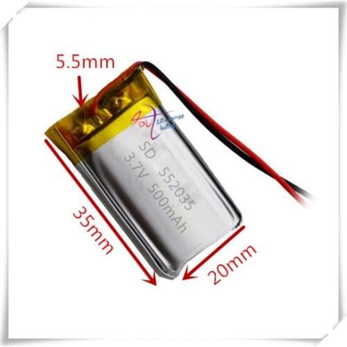 XHR-2P 2.54 500mAh 552035 smart wearable massager sound beauty instrument 3.7V lithium polymer battery