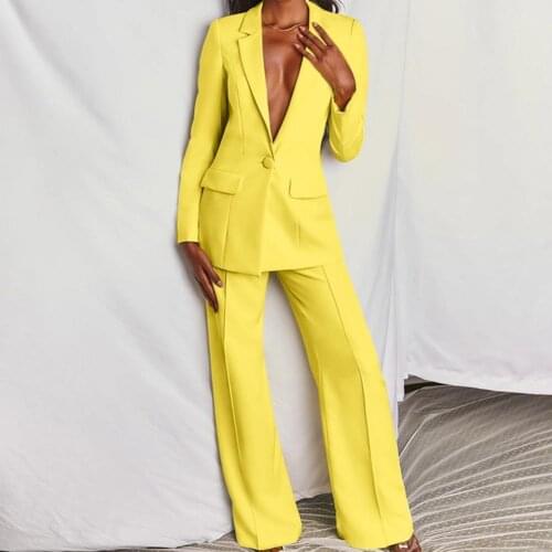 Women Suits Set Office Ladies Formal Occasion suit Business Party Buckle Blazer+Pants Two-piece Set Elegant Workplace Clothing