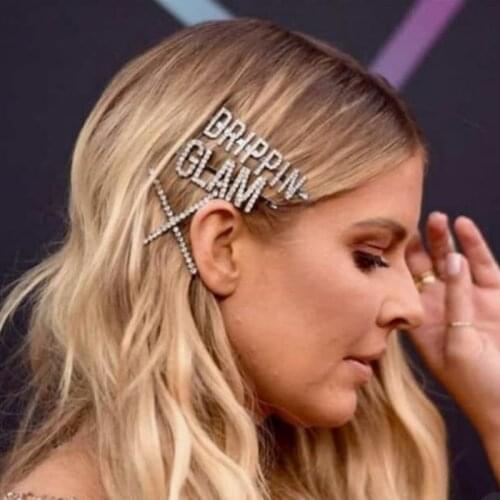 StonFans 1pcs Rhinestone Letter Bling Hair pins Jewelry for Women Custom Crystal Hair Clips Barrettes GLAM Hair Accessories