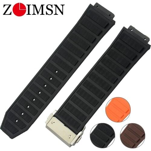 ZLIMSN Rubber watch band For Hublot 26mm/19mm Black Diver SiliconeMen Watchbands Top Brand Watch Strap