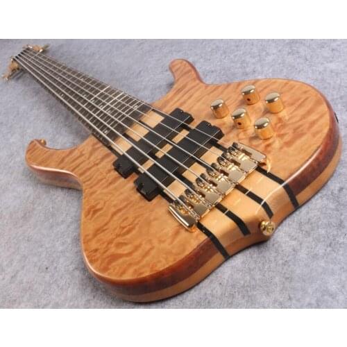 6 strings Smith bass custom KSG bass 9V battery pickups 5 pieces neck free shipping bass all gold knobs