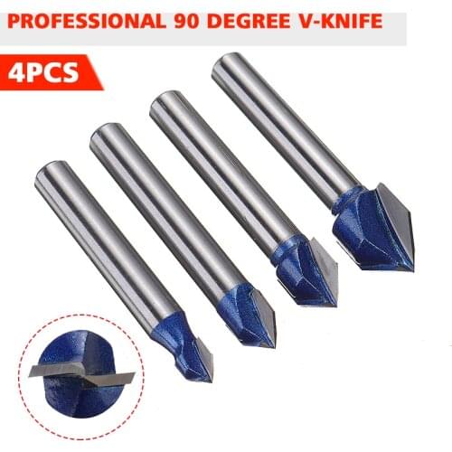 1/4''Carbon Steel Groove Router Bit 2-edged Cutting Router Drill Bit Engraver Cutter For Acrylic, MDF, PVC 3D Engraving Chamfer