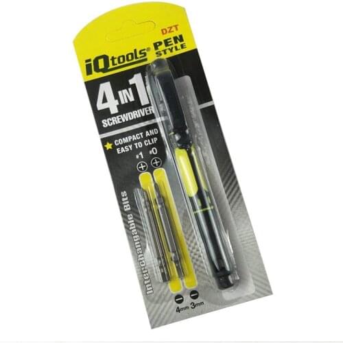 1 Set Pen Shape Pocket Mini Screwdriver Aluminum Alloy W/ 4 Double End Bits Repair Tools Kit Flat Head Cross Head Screwdriver