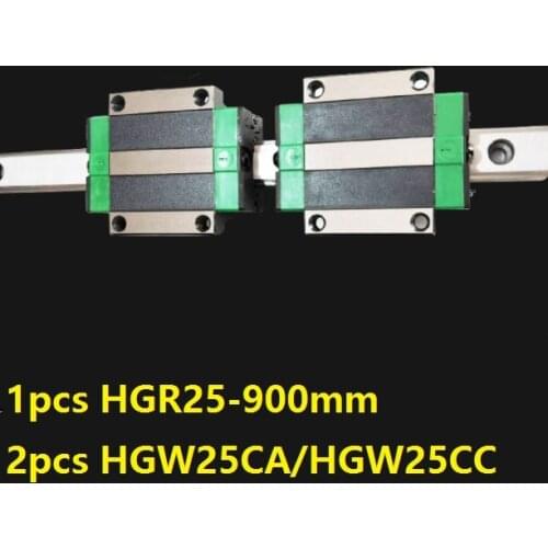 1pcs linear guide rail HGR25 900mm + 2pcs HGW25CC/HGW25CA linear carriage blocks for CNC router parts Made in China