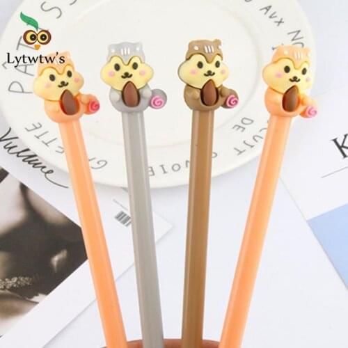 1 Pcs Lytwtws Animal Squirrel Plastic Gel Pen Cute Kawaii Stationery Writing Office School Supply creative sweet pretty lovely