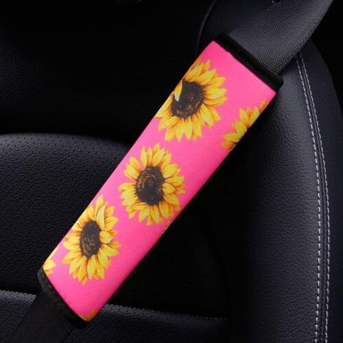 1PC Universal Car Seat Belt Cover Daisy Sunflower Comfortable Car Seat Belt Pad Cover Seat Belt Shoulder Padding