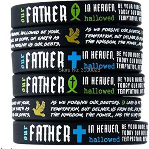 100pcs Power of Faith Bible Verse father fish cross dove Silicone Bracelet wristband Christian Religious Gifts