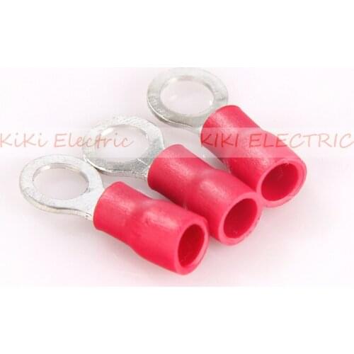 1000pcs/lot Red Circular Pre-insulating Terminal RV1.25-4L Ring Brass Terminal TO-JTK type 0.5-1.5mm2 Cold Press Wire Connector