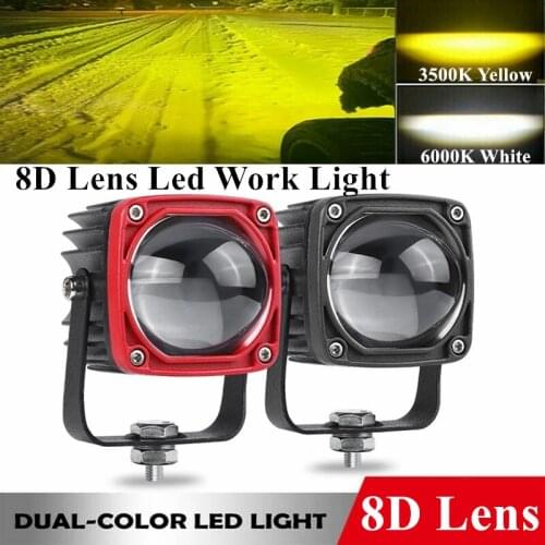 2inch 8D Lens 30W Led Motocycle Headlight 6000K 3500K Dual Color LED Work Light Fog Lamp Spotlight for Car ATV SUV Truck OffRoad