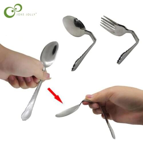 2pcs/lot Bend Spoon Bending Fork Magic Tricks Street Close Up Magic Tricks Family Kids Adult Magic Joke Toy ZXH