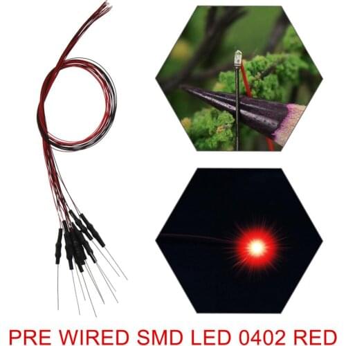 20pcs/40pcs Pre-wired SMD 0402 LED Red Pre-soldered 0402 Red micro litz wired LED leads Model Train HO N Scale L0402R
