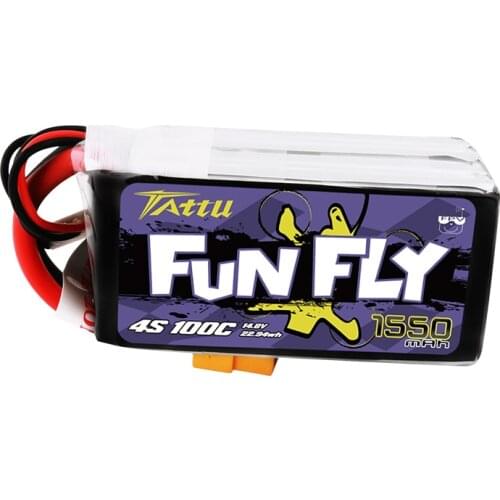 Ace TATTU FUNFLY 1300mAh 1550mAh 4s 14.8V 100C Lipo Battery with XT60 Plug for FPV 250 230 210 180 Size Drone
