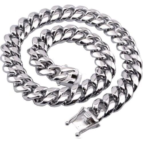 News Arrival 8/10/12/14/16/18mm Stainless Steel Miami Curb Cuban Chain Necklaces Casting Dragon Lock Clasp Mens Rock Dj jewelry