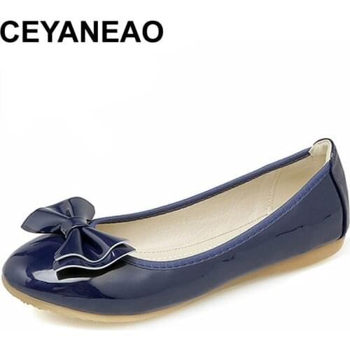 CEYANEAO New Autumn Womens Shoes Sweet Women Flats Big Size Flat Shoes For Women Spring Ballet Flats 8 Colors Teenage E1577