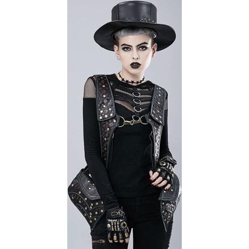 Retro Black Rivets Backpack Punk PU Leather Steampunk Cool Vest Bag Unisex Costume Gothic Women Costume Bag Accessories Corset