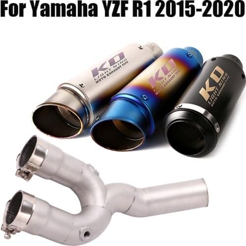 For Yamaha YZF R1 MT10 2015-2020 Short Exhaust Mid Pipe Connect Link Tube Slip On 51mm Tail Muffler Motorcycle Modified