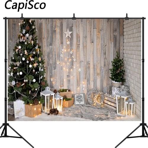 Capisco Christmas Background For Star Lantern Tree Bulb Light Wood Floor Carpet Baby Family Photocall Photo Backdrop Studio Prop