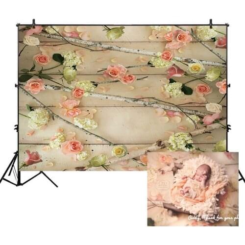 Photography Backdrop Wood Flower Newborn Child Photo Background Studio Portrait Photo Shoot for Photographic Video Prop