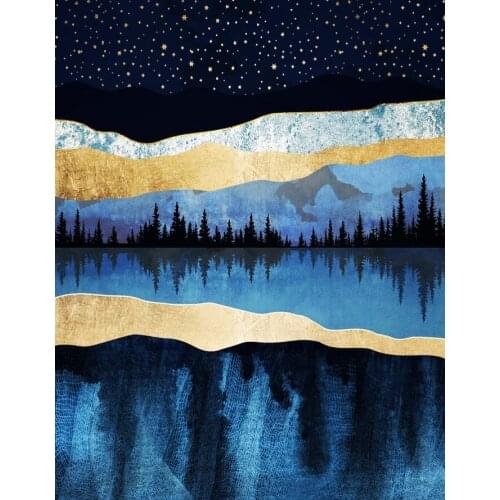 Galaxy Painting Nebula Poster Abstract Midnight Canvas Print Modern Wall Art Bedroom Posters Pictures For Living Room Home Decor