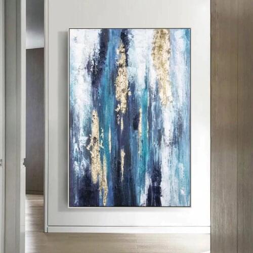 Gold Leaf Picture Art Hand Painted Modern Abstract Oil Painting On Canvas Wall Art For Living Room Home Decoration No Framed