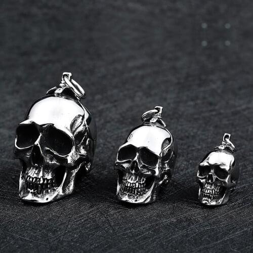 Punk Rock Biker Skull Pendant Neckalce Big Stainless Steel 3D For Man Collection Jewelry