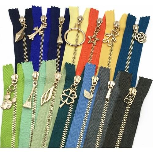 20pcs/lot 3# gold beautiful metal zipper close end for dress skirt pants DIY handbag sewing accessories sew in with closure