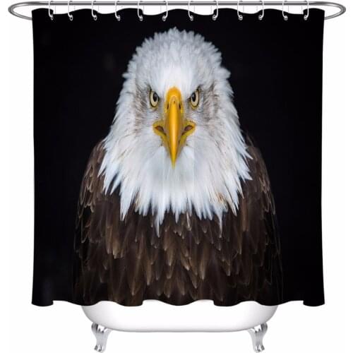 LB Bald Sea Eagle Shower Curtain Extra Long Bathroom Waterproof Washable Mildew Resistant Polyester Fabric for Bathtub Decor