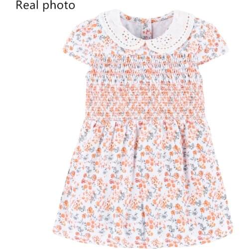 Little Maven 2021 New Summer Baby Girls Clothes brand dress kids cotton orange flower print short sleeve fashion dresses S0806