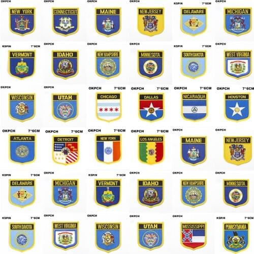 Iron on Patch Maine New Jersey Delaware Michigan Vermont State Idaho New Hampshire Minnesota South Dakota West Virginia Wiscon