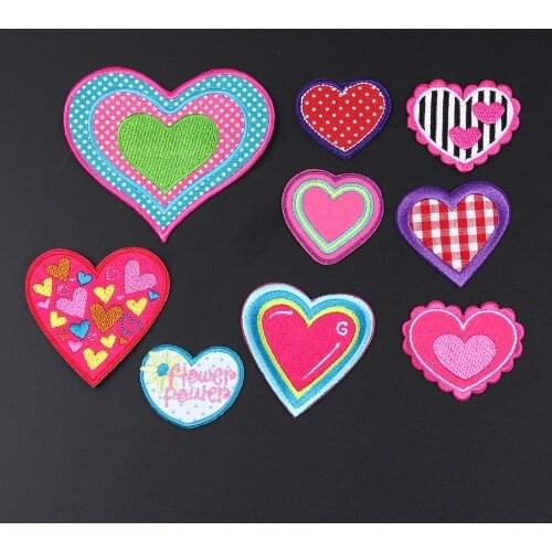 Hearts Embroidery patches Backpack coat DIY Accessories Striped patchwork badge Ironing on the clothes patch children