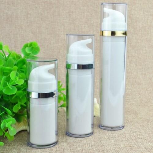 15/30/50ml White Gold airless pump lotion cream container for cosmetics,skin care essential plastic bottles with airless pump