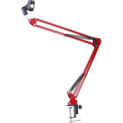 NB-35 Professional Adjustable Metal Suspension Scissor Arm Microphone Stand Holder for Mounting on PC Laptop Notebook-Red color