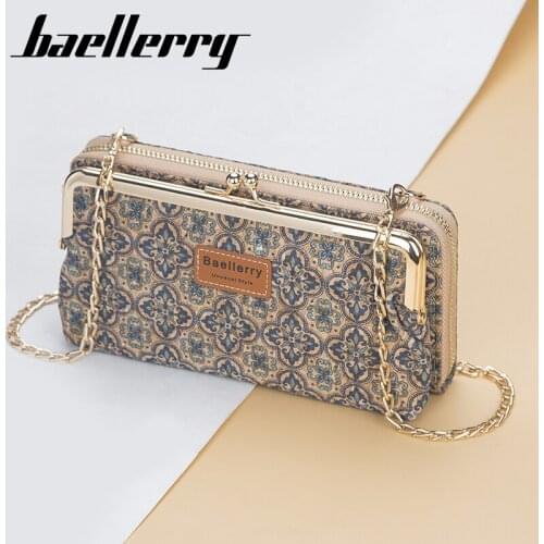 2021 Fashion New Women Wallets Wood Grain Chain Long High Quality Phone Holder Classic Female Purse Zipper Wallet For Women