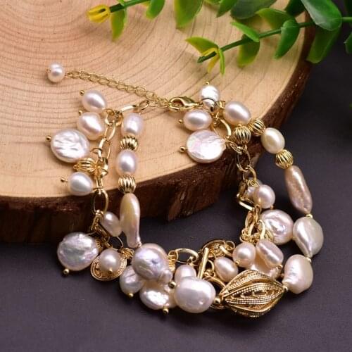 New Handmade Natural Fresh Water Pearl Multilayer Charm Bracelet For Women Party Birthday Original Design Jewellery Accesorios