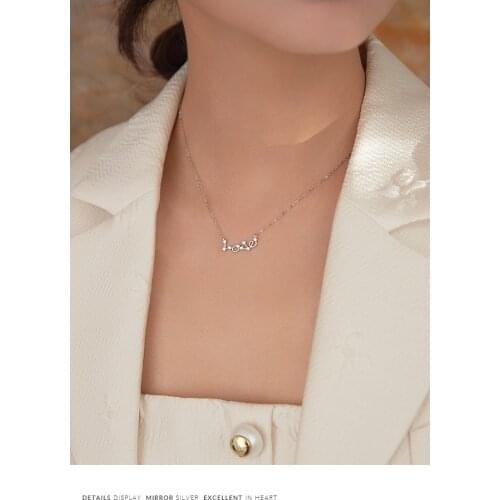 925 Silver Necklace with New English Letter Love Pendant Clavicle Chain Daily Simple Personality Accessories for Women Gifts
