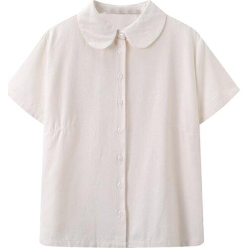 Casual Women Turn-down Collar T-shirt 2021 Summer Fashion Ladies High Street Vintage T-shirt Female Solid Color T-shirt Top