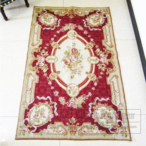 Handmade velvet embroidered carpet tapestry flower European style pastoral carpet high-end villa decorated carpet 63gc149yg4
