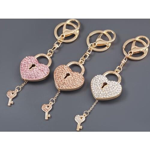 Crystal Lovely Keychain Pink Love Heart Keyring Rhinestone Gifts Keys Bag Charm Husband Boyfriend Gifts Keys Jewelry
